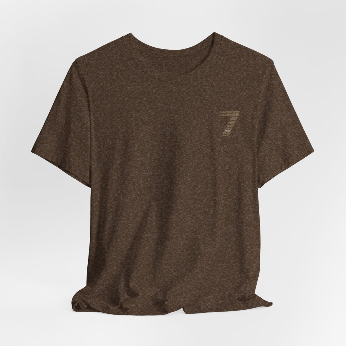 Nummer 7 Textmuster Tee | Minimalistisches Typografie-Rückenprint T-Shirt