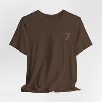 Nummer 7 Textmuster Tee | Minimalistisches Typografie-Rückenprint T-Shirt