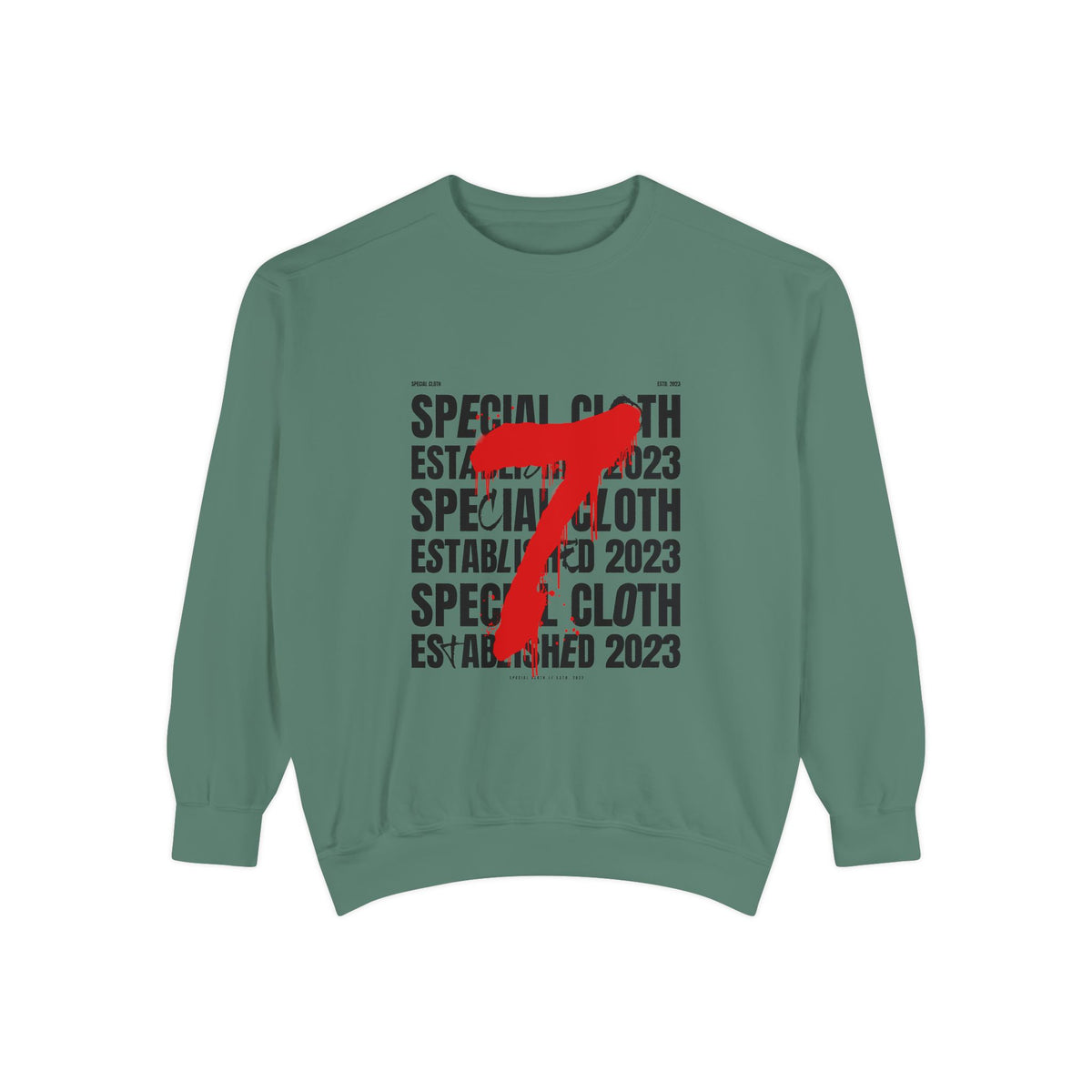 Established 2023 Sweatshirt — '7' Red Brushstroke Design