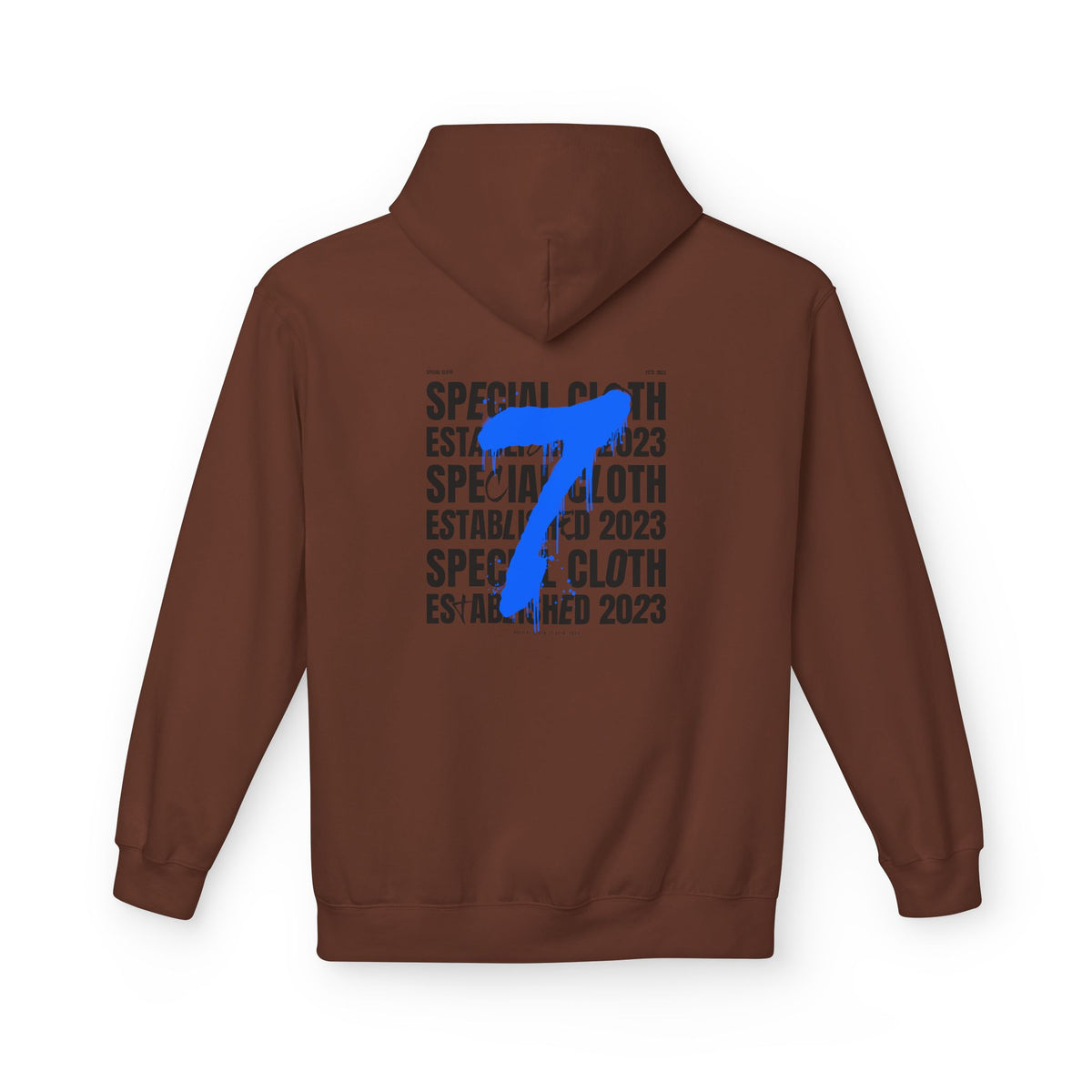 Number 7 Graphic Hoodie — "Special Cloth Established 2023" Chest & Back Print