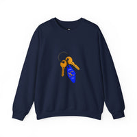 Crewneck Sweatshirt with Keychain Graphic – Retro Motel Key Tag Design