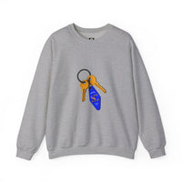 Crewneck Sweatshirt with Keychain Graphic – Retro Motel Key Tag Design