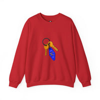Crewneck Sweatshirt with Keychain Graphic – Retro Motel Key Tag Design