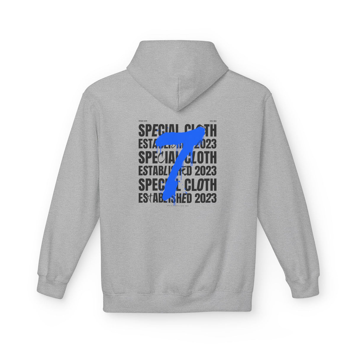 Number 7 Graphic Hoodie — "Special Cloth Established 2023" Chest & Back Print