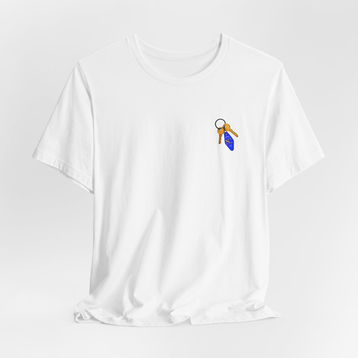 Got Keys? Grafik-T-Shirt | Split Cloth Logo-Shirt, blau-goldene Kunst
