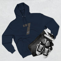 Minimalist Number 7 Fleece Hoodie — Soft White Hooded Sweatshirt with Subtle Typographic '7' Design
