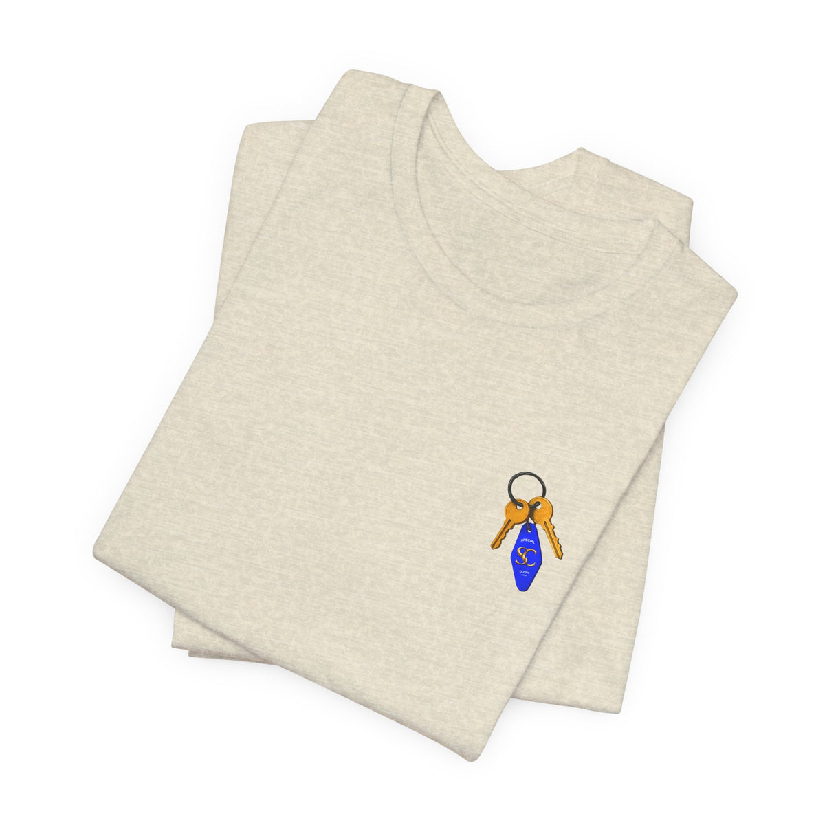 Got Keys? Grafik-T-Shirt | Split Cloth Logo-Shirt, blau-goldene Kunst
