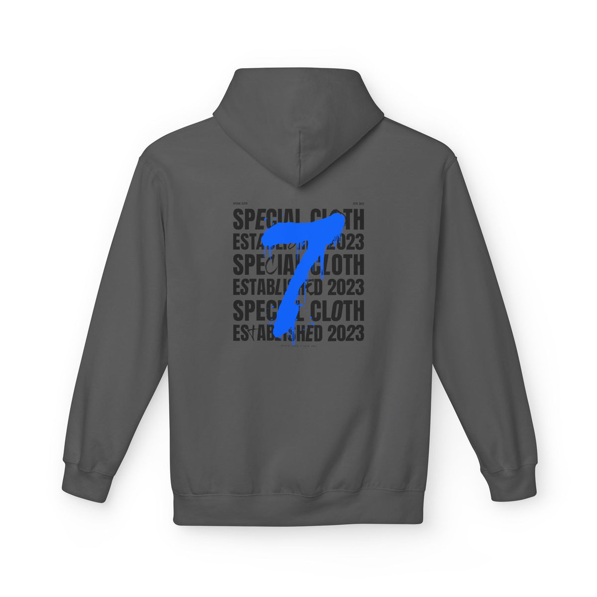 Number 7 Graphic Hoodie — "Special Cloth Established 2023" Chest & Back Print
