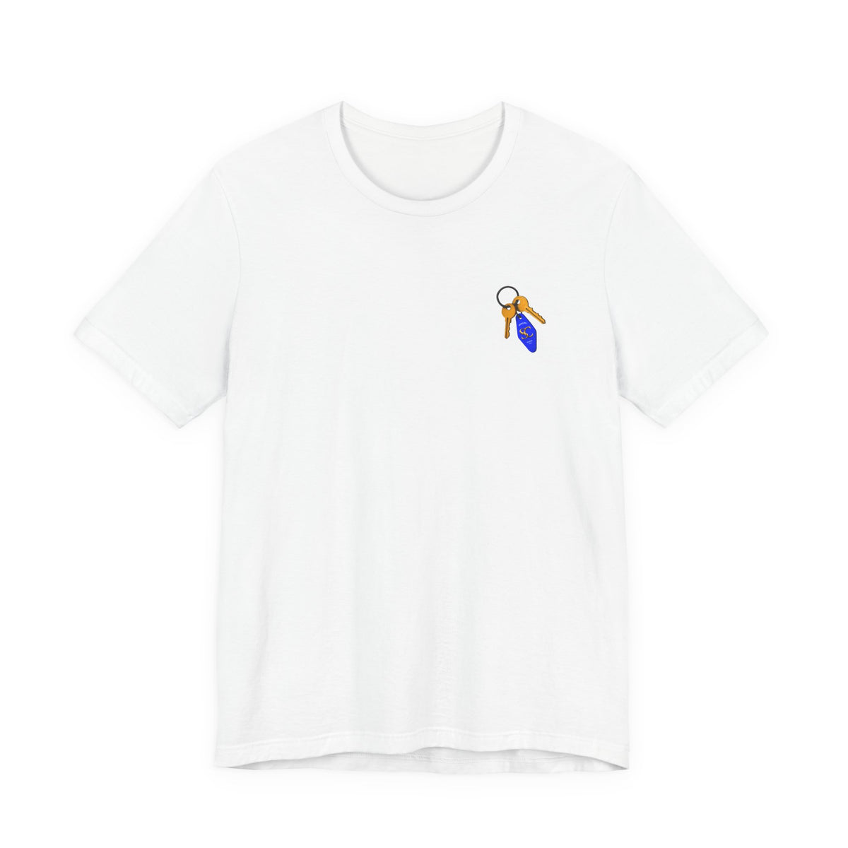 Got Keys? Grafik-T-Shirt | Split Cloth Logo-Shirt, blau-goldene Kunst