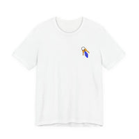 Got Keys? Grafik-T-Shirt | Split Cloth Logo-Shirt, blau-goldene Kunst