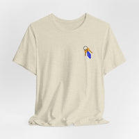 Got Keys? Grafik-T-Shirt | Split Cloth Logo-Shirt, blau-goldene Kunst