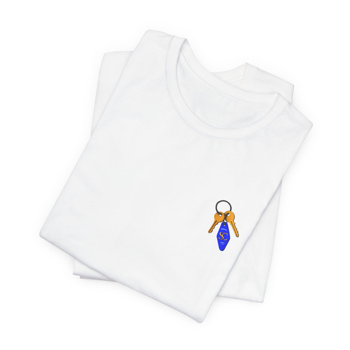 Got Keys? Grafik-T-Shirt | Split Cloth Logo-Shirt, blau-goldene Kunst
