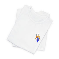 Got Keys? Grafik-T-Shirt | Split Cloth Logo-Shirt, blau-goldene Kunst