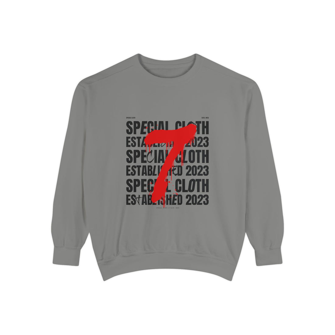 Established 2023 Sweatshirt — '7' Red Brushstroke Design