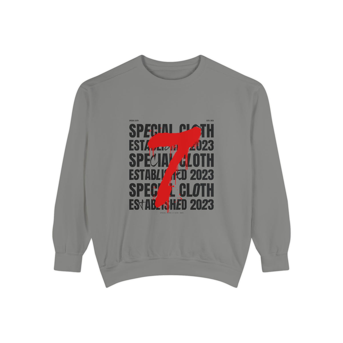 Established 2023 Sweatshirt — '7' Red Brushstroke Design