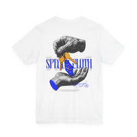 Got Keys? Grafik-T-Shirt | Split Cloth Logo-Shirt, blau-goldene Kunst