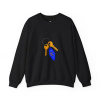 Crewneck Sweatshirt with Keychain Graphic – Retro Motel Key Tag Design