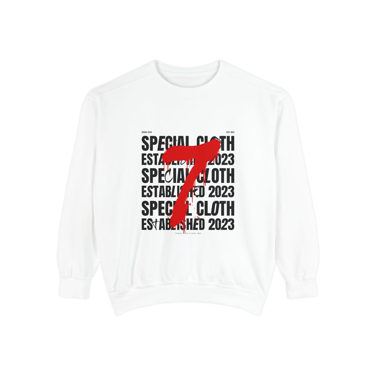Established 2023 Sweatshirt — '7' Red Brushstroke Design