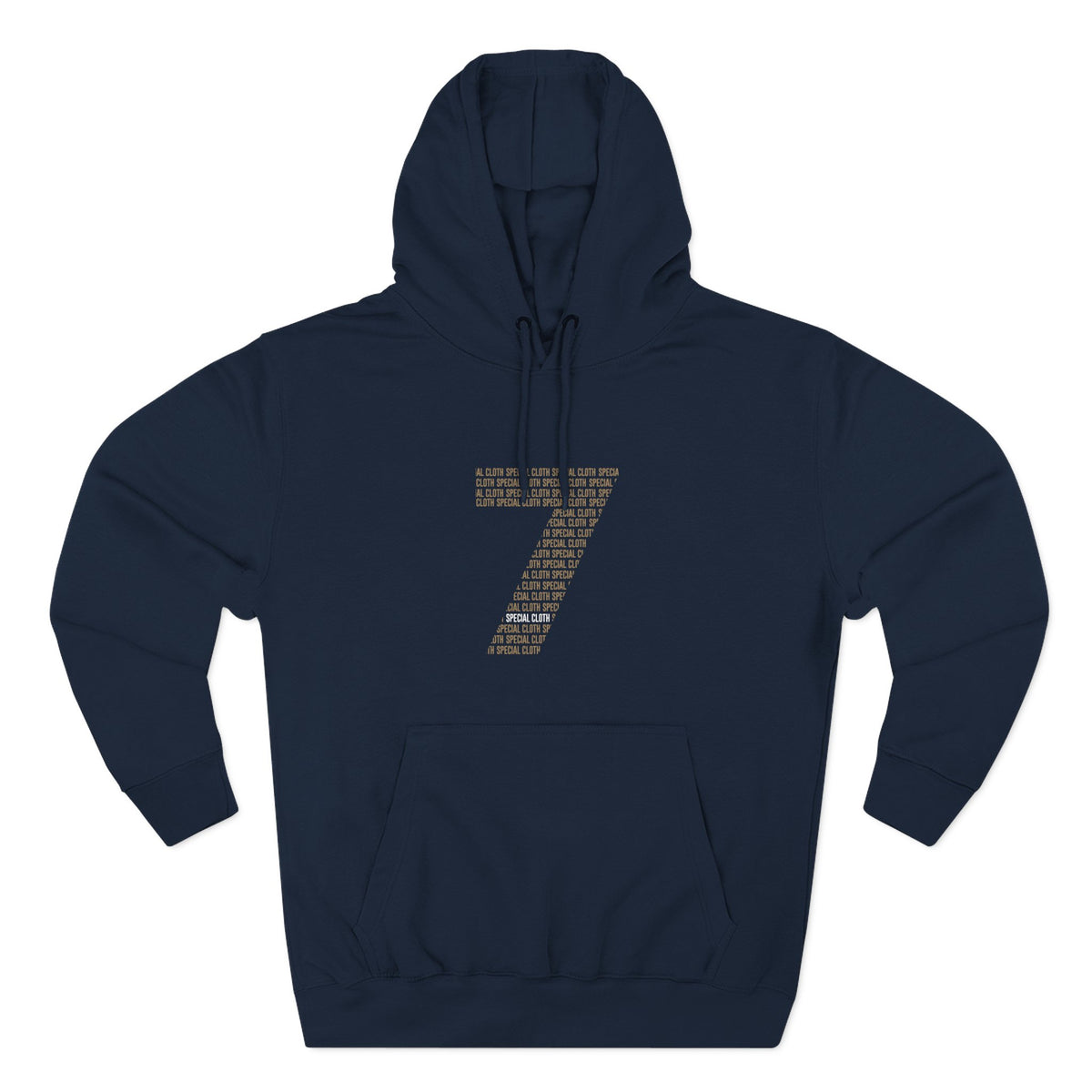 Minimalist Number 7 Fleece Hoodie — Soft White Hooded Sweatshirt with Subtle Typographic '7' Design