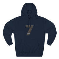 Minimalist Number 7 Fleece Hoodie — Soft White Hooded Sweatshirt with Subtle Typographic '7' Design