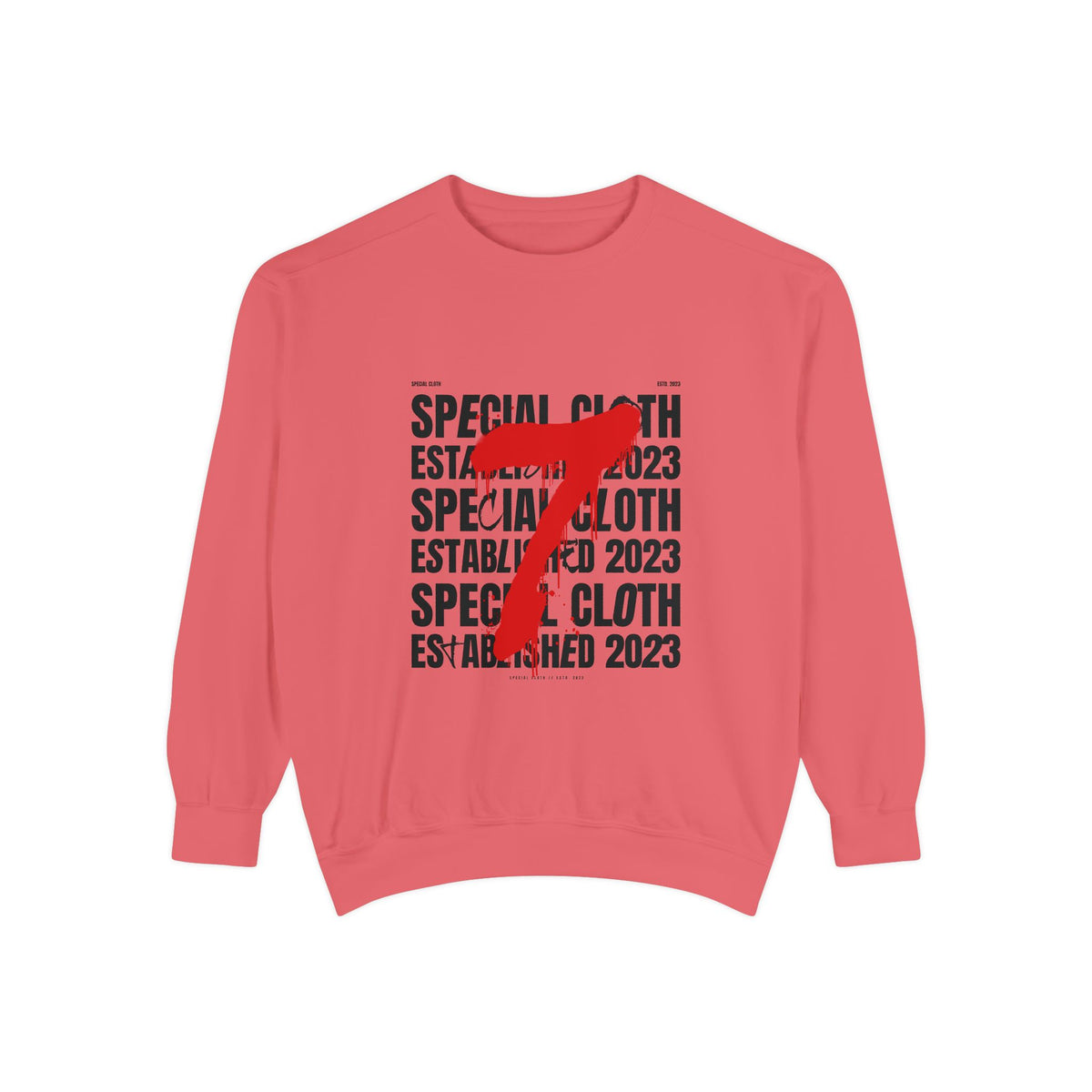 Established 2023 Sweatshirt — '7' Red Brushstroke Design