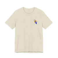 Got Keys? Grafik-T-Shirt | Split Cloth Logo-Shirt, blau-goldene Kunst