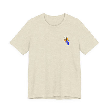 Got Keys? Graphic Tee | Split Cloth logo shirt, blue and gold art