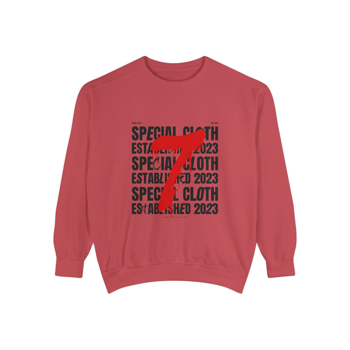 Established 2023 Sweatshirt — '7' Red Brushstroke Design