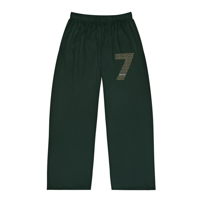 Men's Pajama Pants - Dark Green Lounge Sleepwear with Subtle '7' Accent