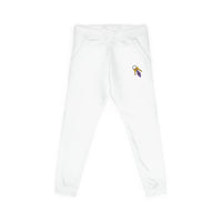 Embroidered Key & Feather Fleece Sweatpants — Cozy White Joggers