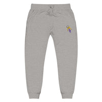 Embroidered Key & Feather Fleece Sweatpants — Cozy White Joggers
