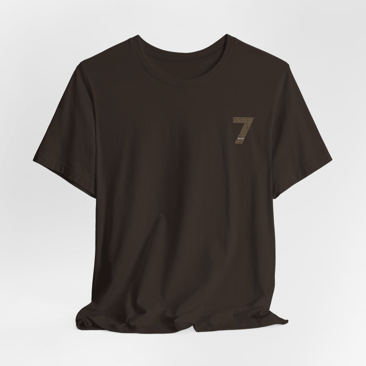 Nummer 7 Textmuster Tee | Minimalistisches Typografie-Rückenprint T-Shirt