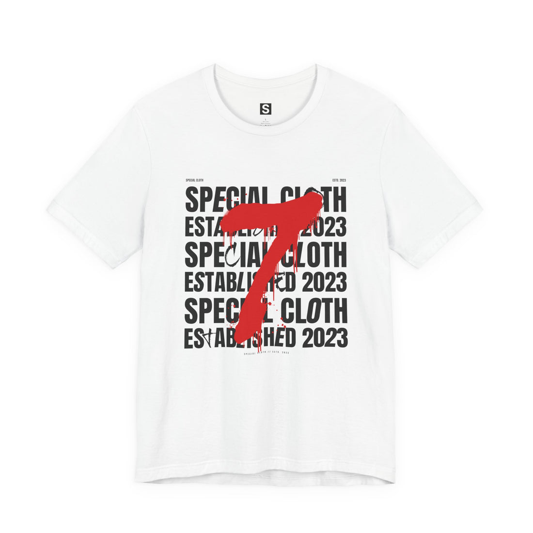 Red Number 7 Graphic Tee | Special Cloth Established 2023 T-Shirt