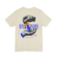Got Keys? Grafik-T-Shirt | Split Cloth Logo-Shirt, blau-goldene Kunst