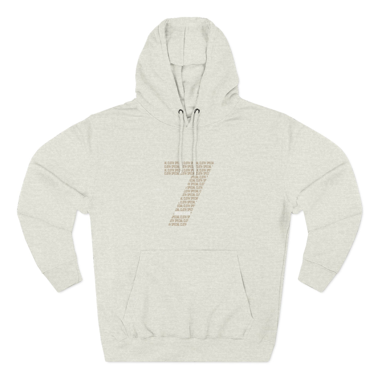 Minimalist Number 7 Fleece Hoodie — Soft White Hooded Sweatshirt with Subtle Typographic '7' Design